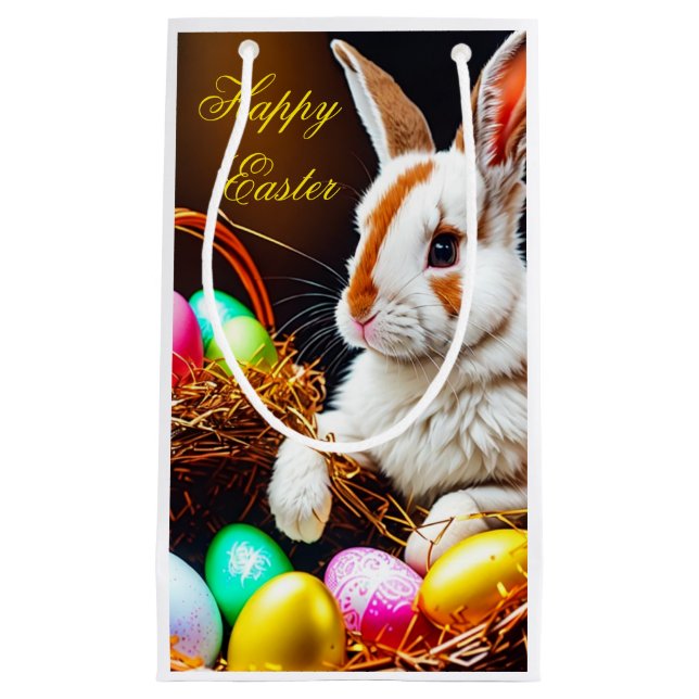 Bolsa De Regalo Pequeña Cesta de conejo y huevos de Pascua (Anverso)