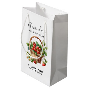 Bolsa De Regalo Pequeña Cesta llena de fresas gracias