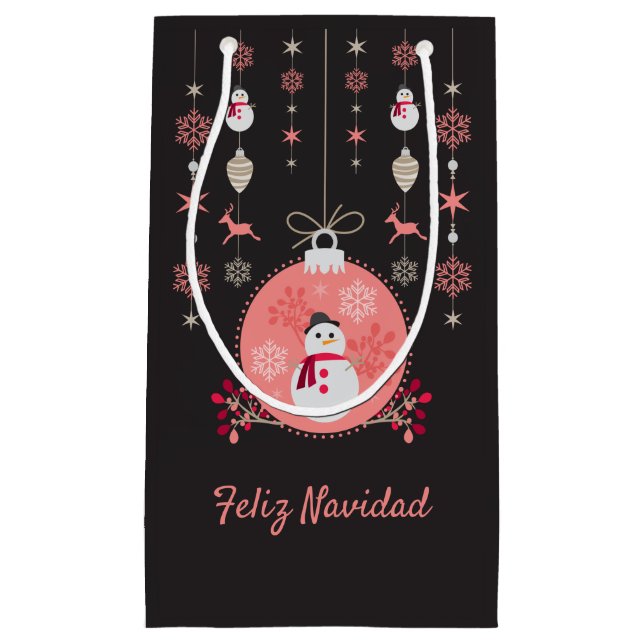 Bolsa De Regalo Pequeña Chalkboard Snowman Navidad (Anverso)
