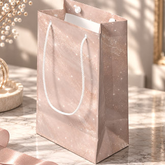 Bolsa De Regalo Pequeña Champagne Rubor Brillo Elegante