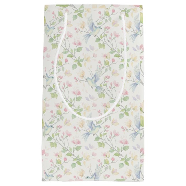 Bolsa De Regalo Pequeña Charming Spring Bird and Floral  (Anverso)