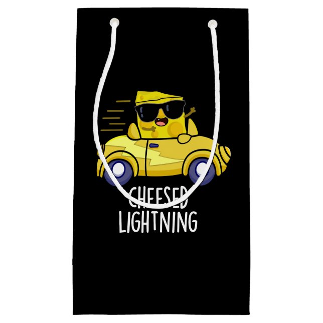 Bolsa De Regalo Pequeña Cheese Funny Cheesed Lightning Pun Dark BG (Anverso)
