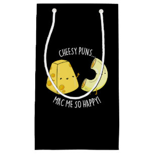 Bolsa De Regalo Pequeña Cheesy Puns Mac Me So Happy Funny Food Pun Dark BG