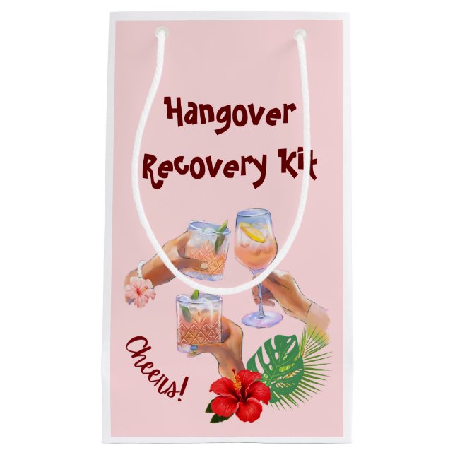 Bolsa De Regalo Pequeña Cheque de cóctel Hibiscus Flor Palm Leaves (Anverso)