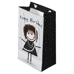 Bolsa De Regalo Pequeña Chica de figura de palitos de cumpleaños con zapat
