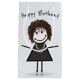 Bolsa De Regalo Pequeña Chica de figura de palitos de cumpleaños con zapat