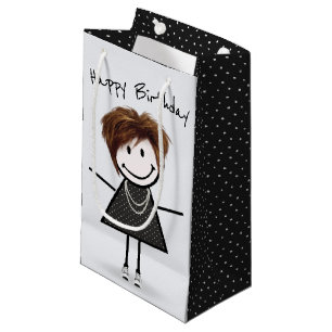 Bolsa De Regalo Pequeña Chica De La Figura De Palo De Cumpleaños En Los Sn