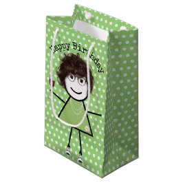 Bolsa De Regalo Pequeña Chica de palo de cumpleaños con copa de vino