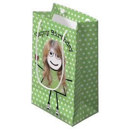 Bolsa De Regalo Pequeña Chica de palo de cumpleaños con copa de vino