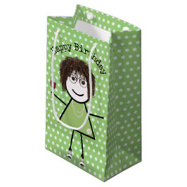 Bolsa De Regalo Pequeña Chica de palo de cumpleaños con copa de vino