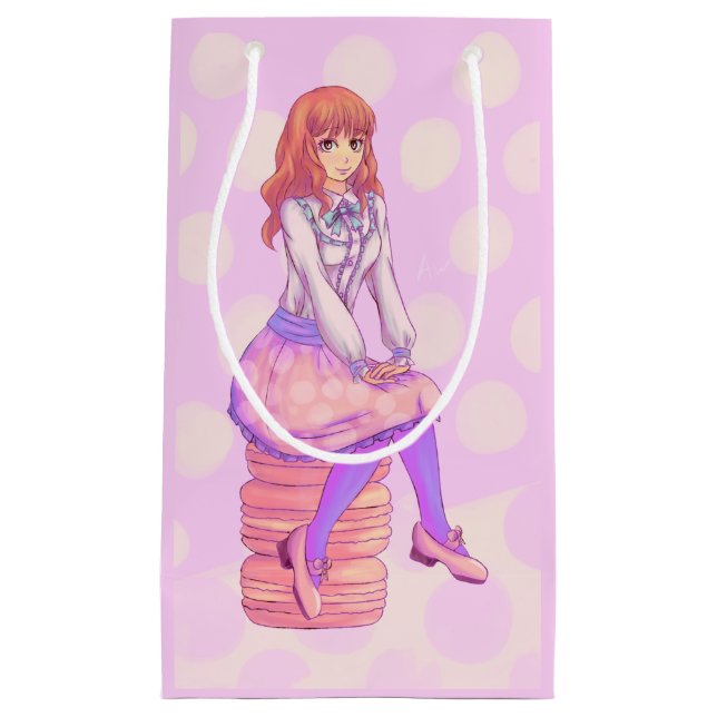 Bolsa De Regalo Pequeña Chica de Pink Macaron (Anverso)