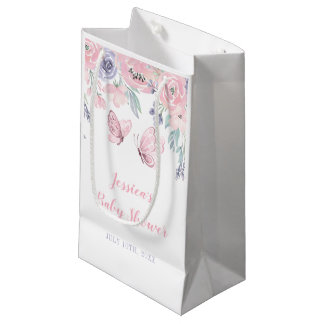 Bolsa De Regalo Pequeña Chica morado de mariposa floral rosa Baby Shower