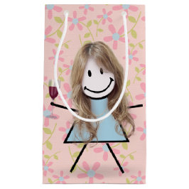 Bolsa De Regalo Pequeña Chica Pegada Con Vino Rojo