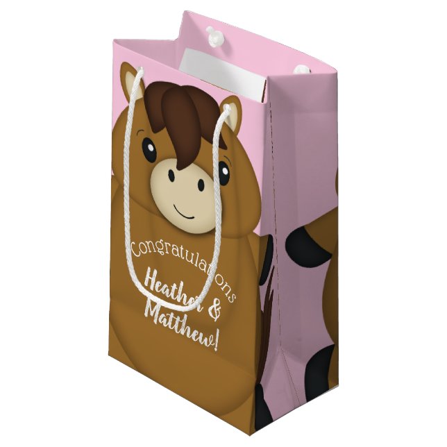 Bolsa De Regalo Pequeña Chica rosa Baby Shower de caballo (Angulo Anverso)