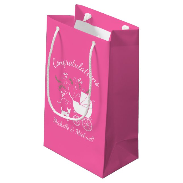 Bolsa De Regalo Pequeña Chica rosa de la Baby Shower del perro chihuahua (Angulo reverso)