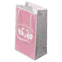 Bolsa De Regalo Pequeña Chica rosa Swans Baby Shower