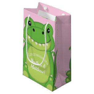 Bolsa De Regalo Pequeña Chica rosado de Dinosaur Baby Shower T-Rex