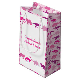 Bolsa De Regalo Pequeña Chica rosado de dinosaurios pequeños Baby Shower D