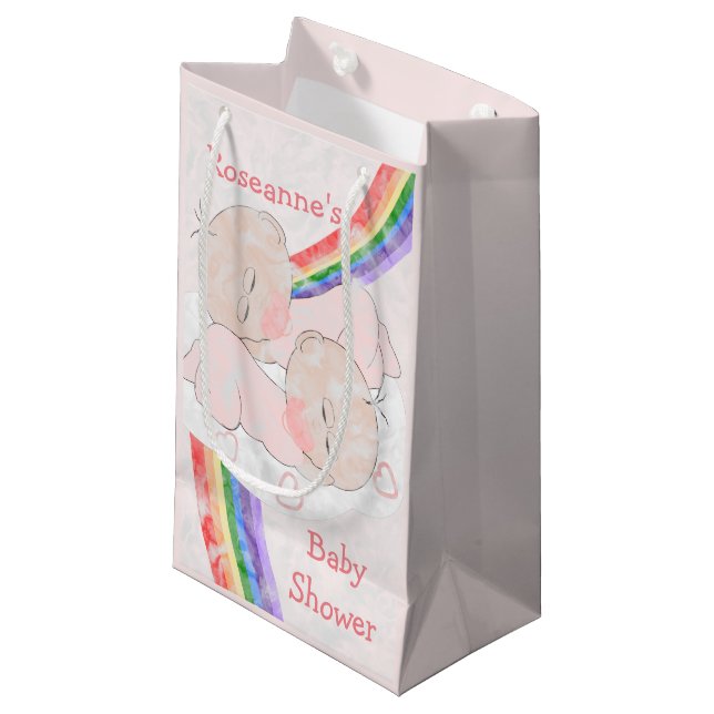 Bolsa De Regalo Pequeña Chicas gemelos Baby Shower (Angulo Anverso)