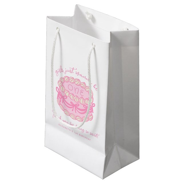 Bolsa De Regalo Pequeña Chicas solo quieren ser un bebé rosado primer cump (Angulo Anverso)
