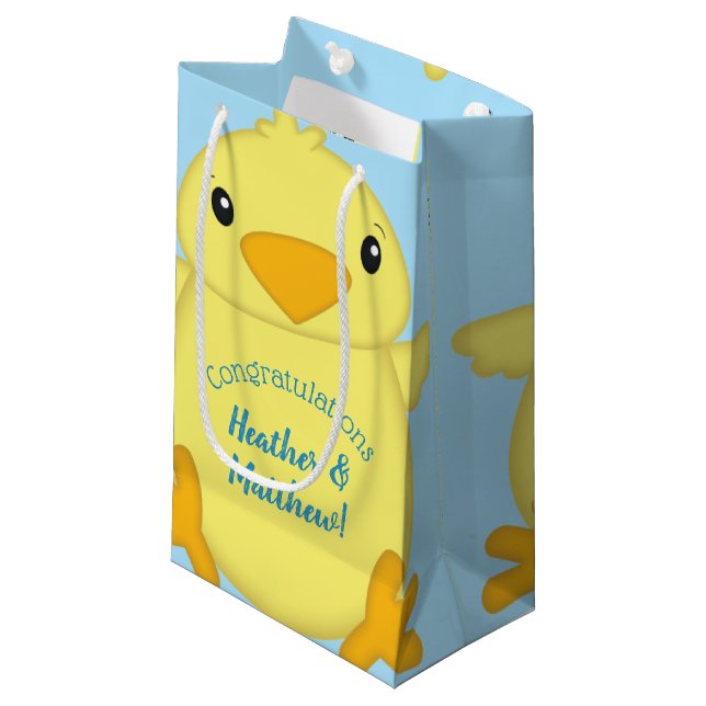 Bolsa De Regalo Pequeña Chick Baby Shower Blue (Angulo Anverso)