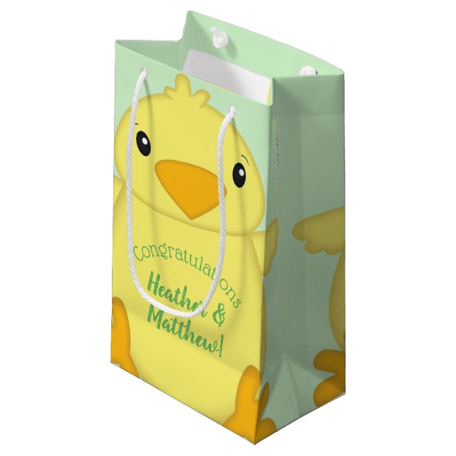 Bolsa De Regalo Pequeña Chick Baby Shower Green (Angulo Anverso)