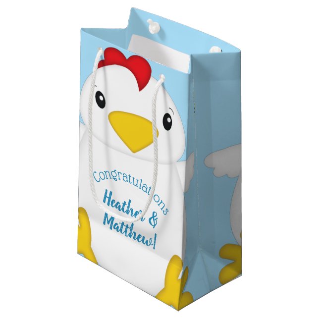Bolsa De Regalo Pequeña Chicken Baby Shower Blue Boy (Angulo Anverso)