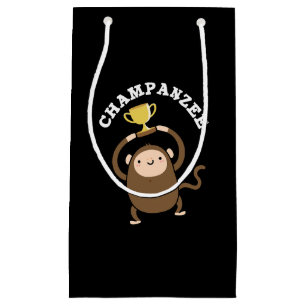 Bolsa De Regalo Pequeña Chimpanzee Pun Dark BG Campeón Gracioso