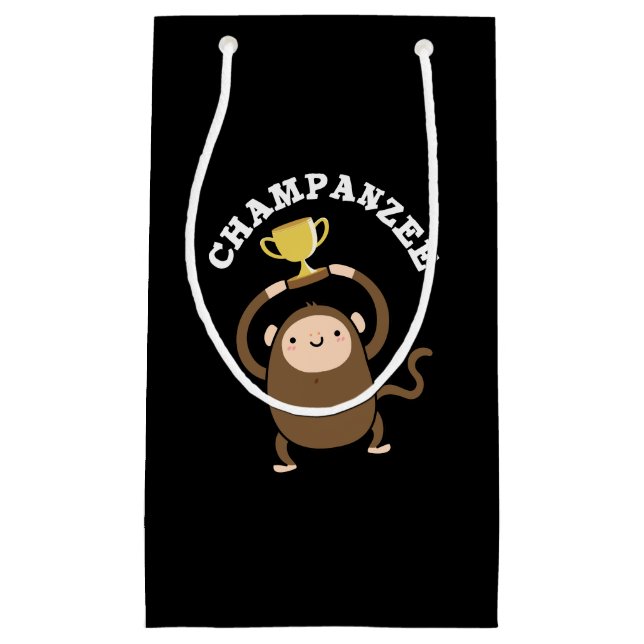 Bolsa De Regalo Pequeña Chimpanzee Pun Dark BG Campeón Gracioso (Anverso)