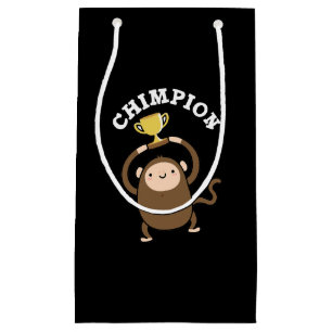Bolsa De Regalo Pequeña Chimpon es un divertido campeón de Chimpanzee Pun