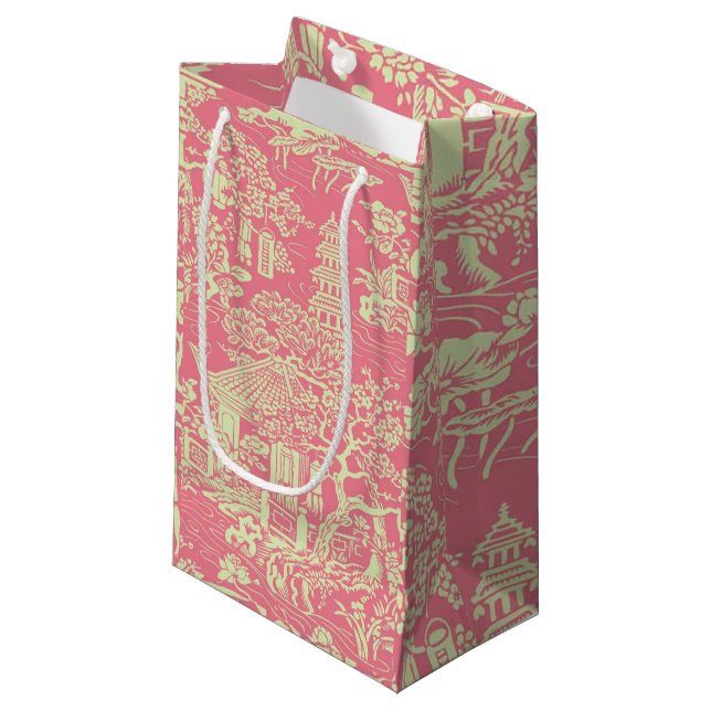 Bolsa De Regalo Pequeña Chinoiserie rosa (Angulo Anverso)