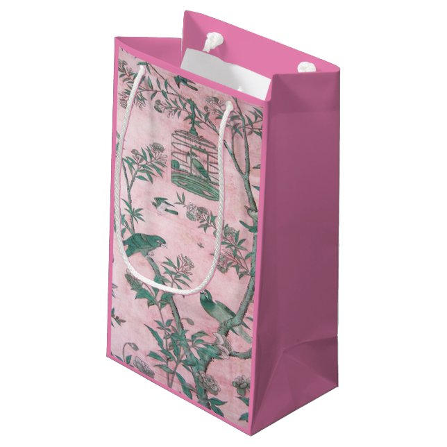 Bolsa De Regalo Pequeña Chinoiserie rosa (Angulo reverso)
