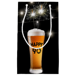 Bolsa De Regalo Pequeña Chispa de cumpleaños 90 en cerveza