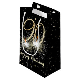 Bolsa De Regalo Pequeña Chispa de cumpleaños 90 en negro