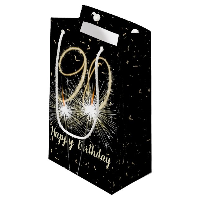 Bolsa De Regalo Pequeña Chispa de cumpleaños 90 en negro (Angulo Anverso)