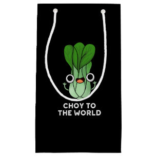 Bolsa De Regalo Pequeña Choy To The World Funny Veggie Pun Dark BG