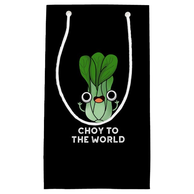 Bolsa De Regalo Pequeña Choy To The World Funny Veggie Pun Dark BG (Anverso)