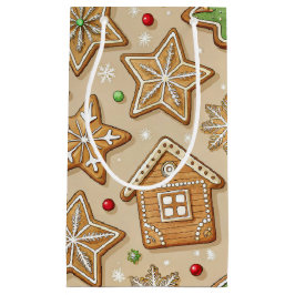 BOLSA DE REGALO PEQUEÑA CHRISTMAS GINGERBREAD COOKIE HOUSES AND STARS