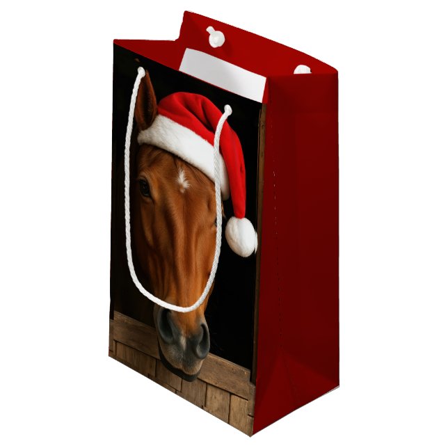 Bolsa De Regalo Pequeña Christmas Horse In Stable Window (Angulo Anverso)