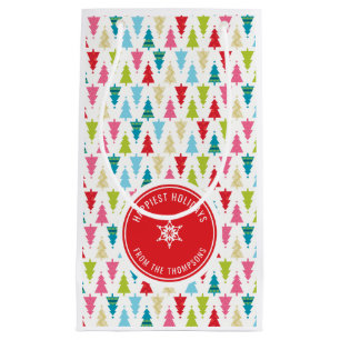 Bolsa De Regalo Pequeña CHRISTMAS TREE PATTERN festivo moderno mínimo rojo
