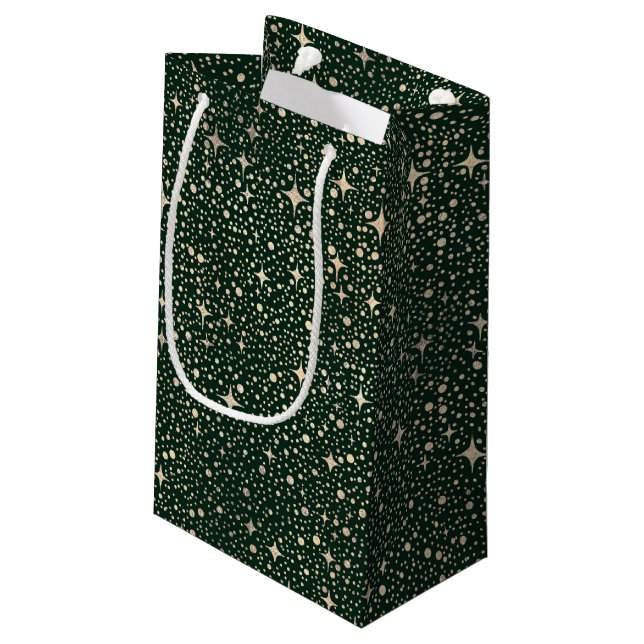 Bolsa De Regalo Pequeña Cielo Nocturno Estrellas Celestiales Verde Esmeral (Angulo reverso)