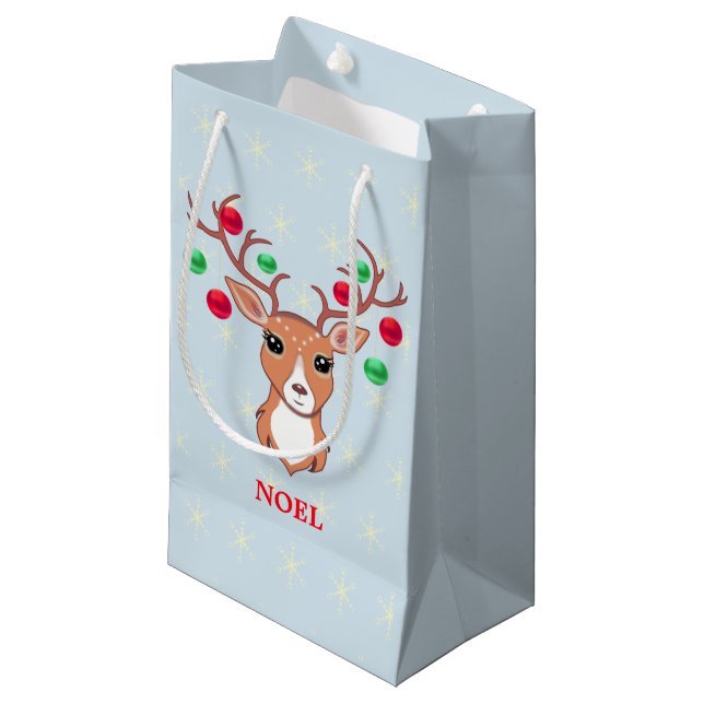 Bolsa De Regalo Pequeña Ciervo de Navidad (Angulo Anverso)
