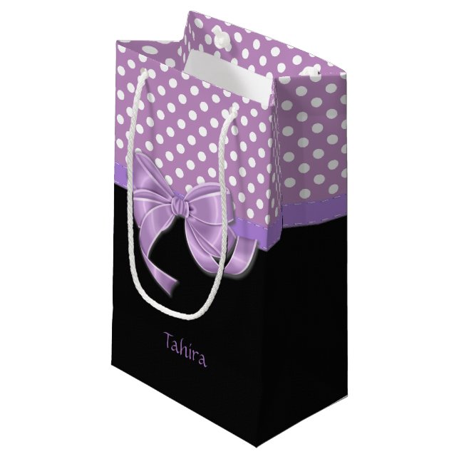 Bolsa De Regalo Pequeña Cinta de lavanda y puntos de polka (Angulo Anverso)