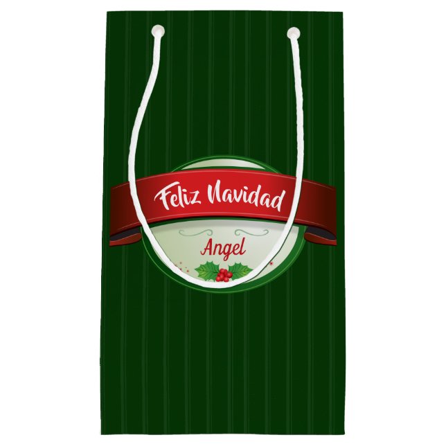 Bolsa De Regalo Pequeña Cinta Feliz Navidad (Anverso)