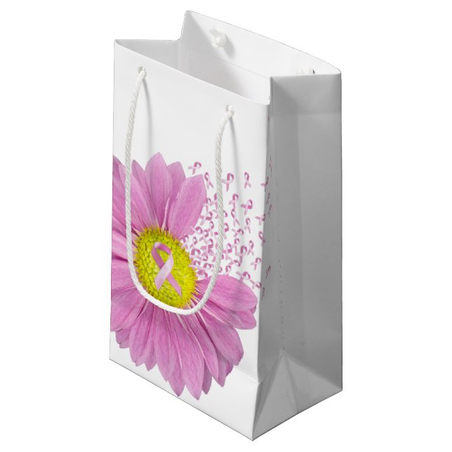 Bolsa De Regalo Pequeña Cinta rosa y margarita en blanco (Angulo Anverso)