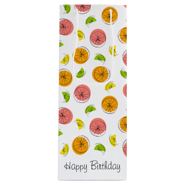 Bolsa de regalo pequeña Citrus Multi Feliz Cumplea (Anverso)