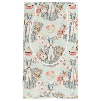 Bolsa De Regalo Pequeña Clásica Alicia Vintage Azul Claro en el País de la