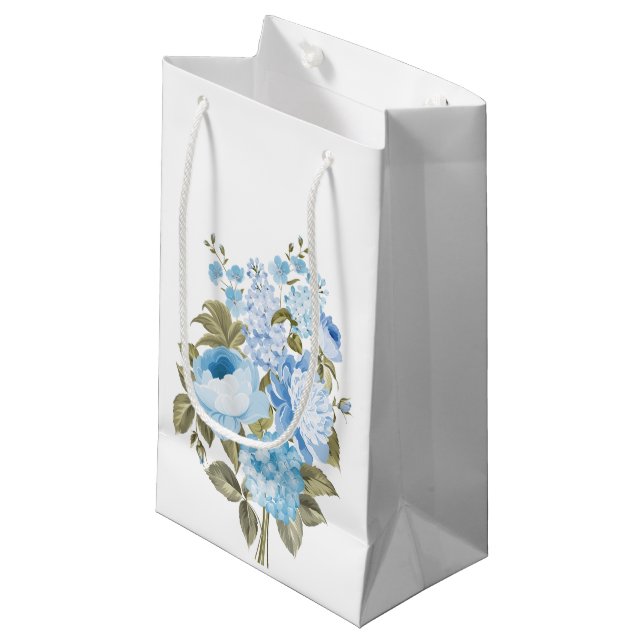 Bolsa De Regalo Pequeña Clásico Moda azul floral (Angulo Anverso)