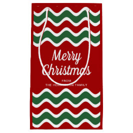 Bolsa De Regalo Pequeña Clásico Rojo Y Verde Rayas Feliz Navidad