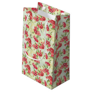Bolsa De Regalo Pequeña Claveles rojos en verde con las mariposas